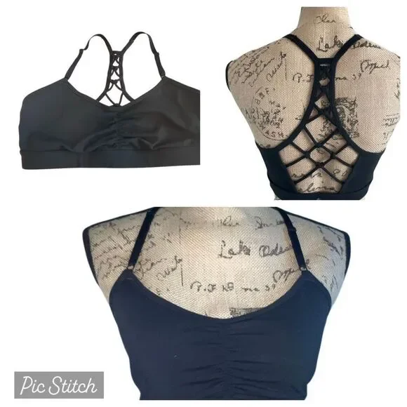 PrAna Black Racerback Strappy Knot Back Sports Bra - M - Picture 1 of 8